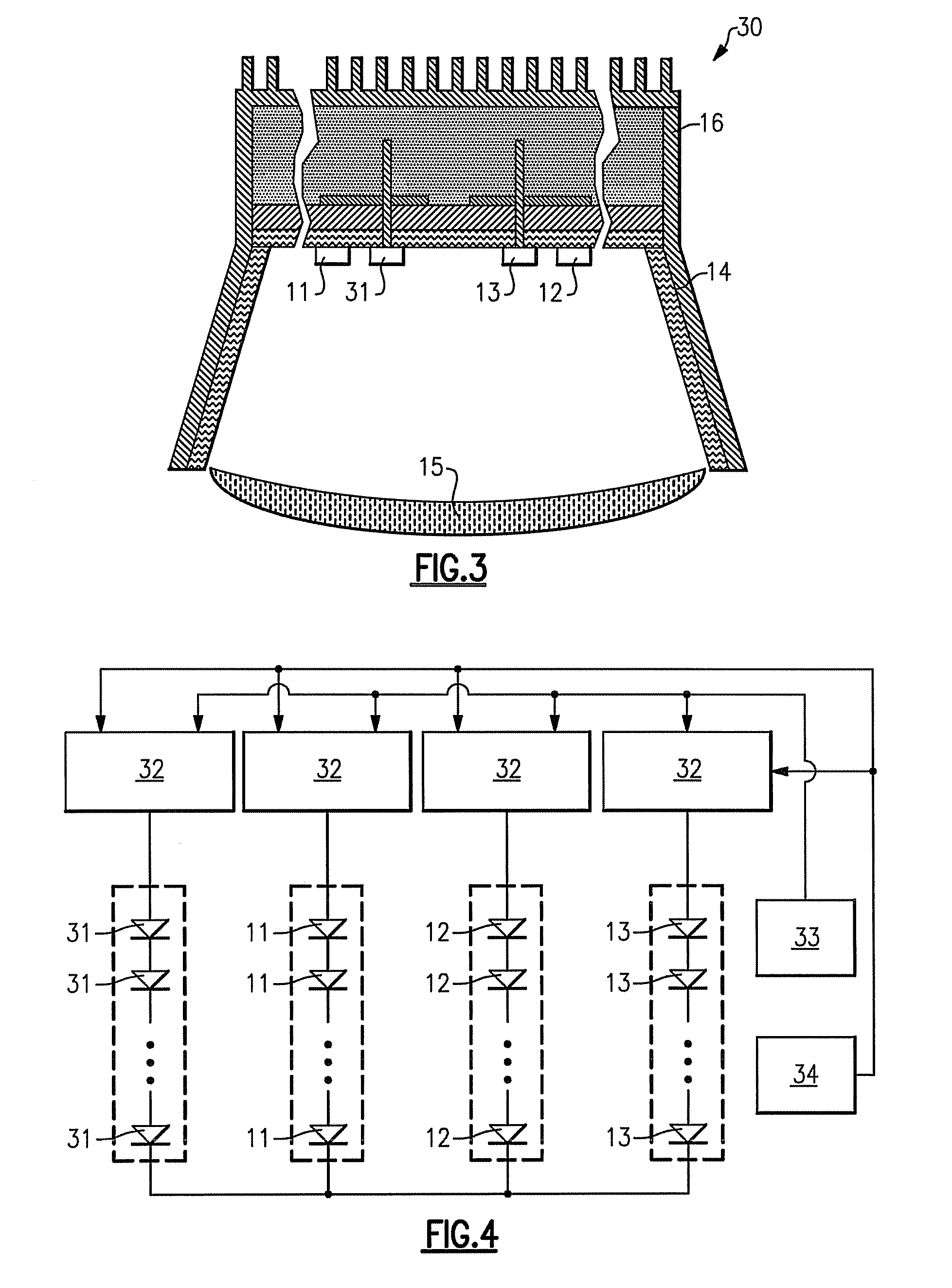 Lighting device having first, second and third groups of solid state light emitters, and lighting arrangement