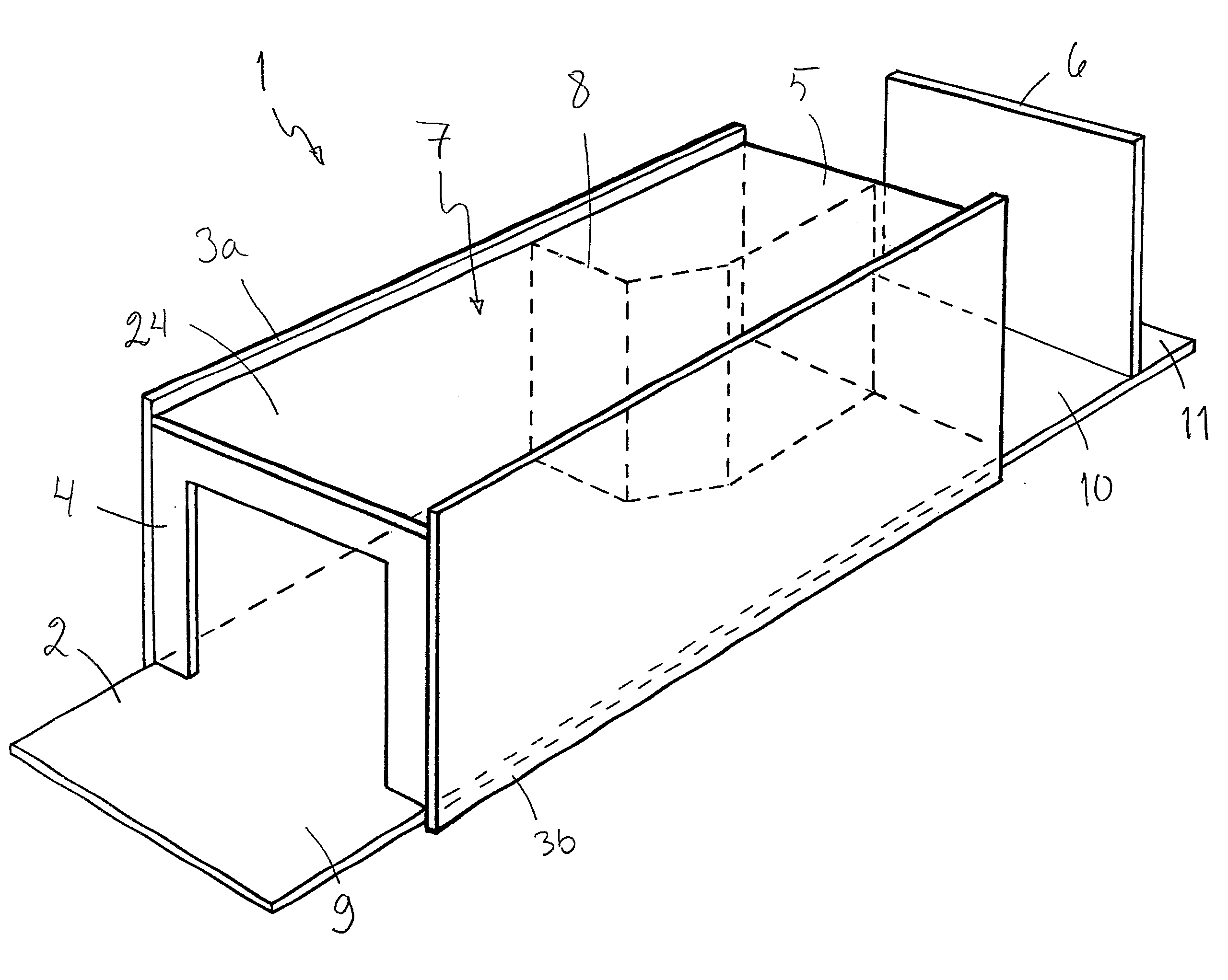 Room Arrangement, Ship, Building and Method for Constructing a Room Arrangement