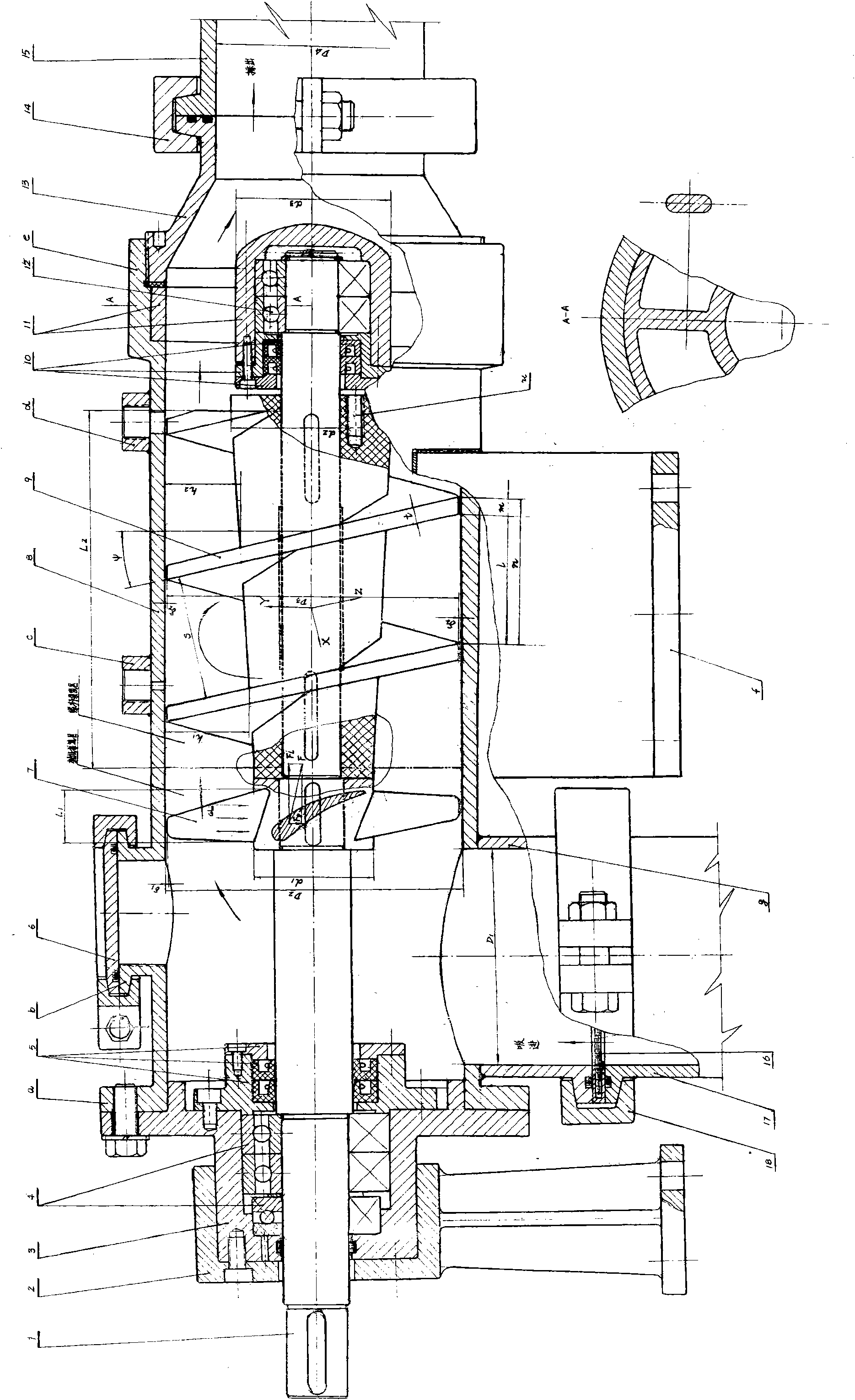 High-efficiency axial flow and screw combined pump for ship