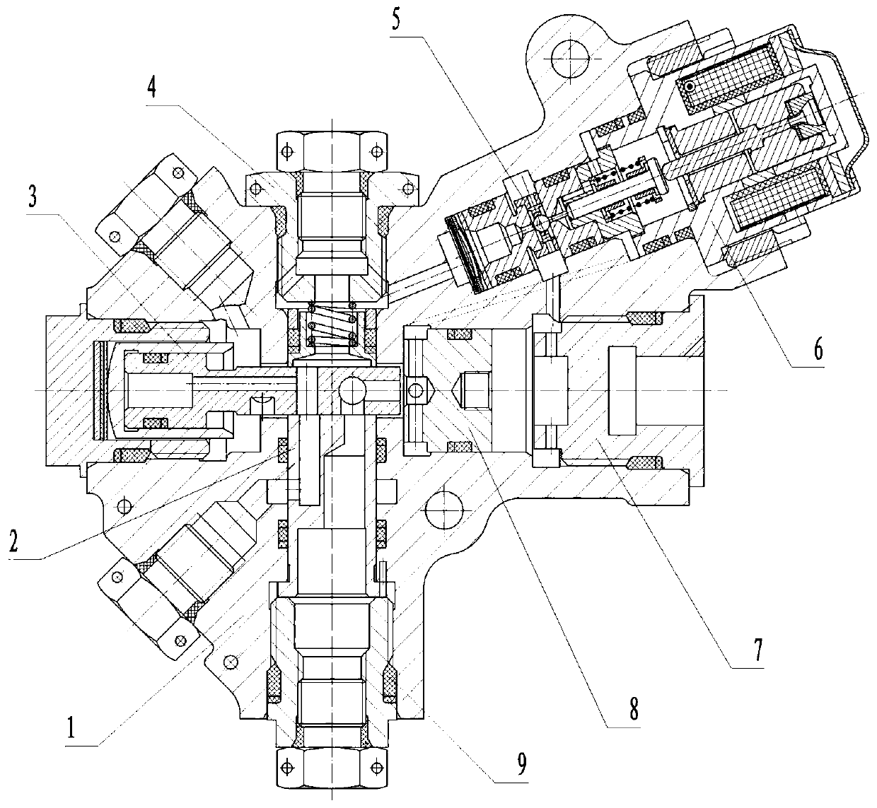 Pilot-operated type hydraulic electromagnetic valve for airplane braking