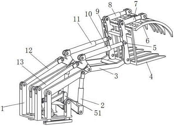 Multi-unit connecting rod driving high-stability electro-hydraulic controllable sliding type wood forking machine