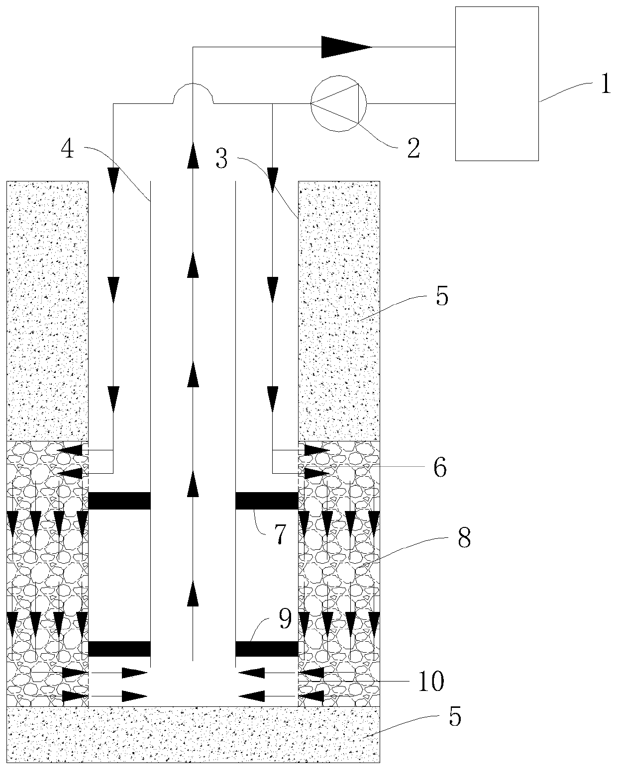 Geothermal single-well reinforced heat exchange system