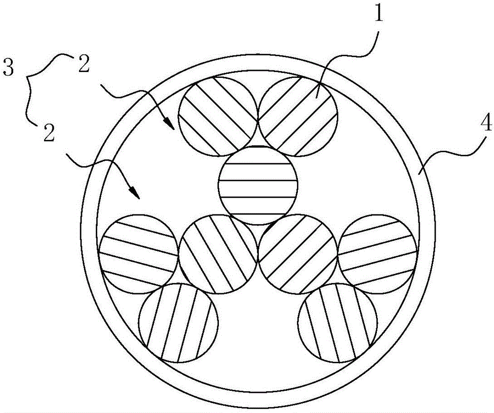 Composite type rope and production process thereof