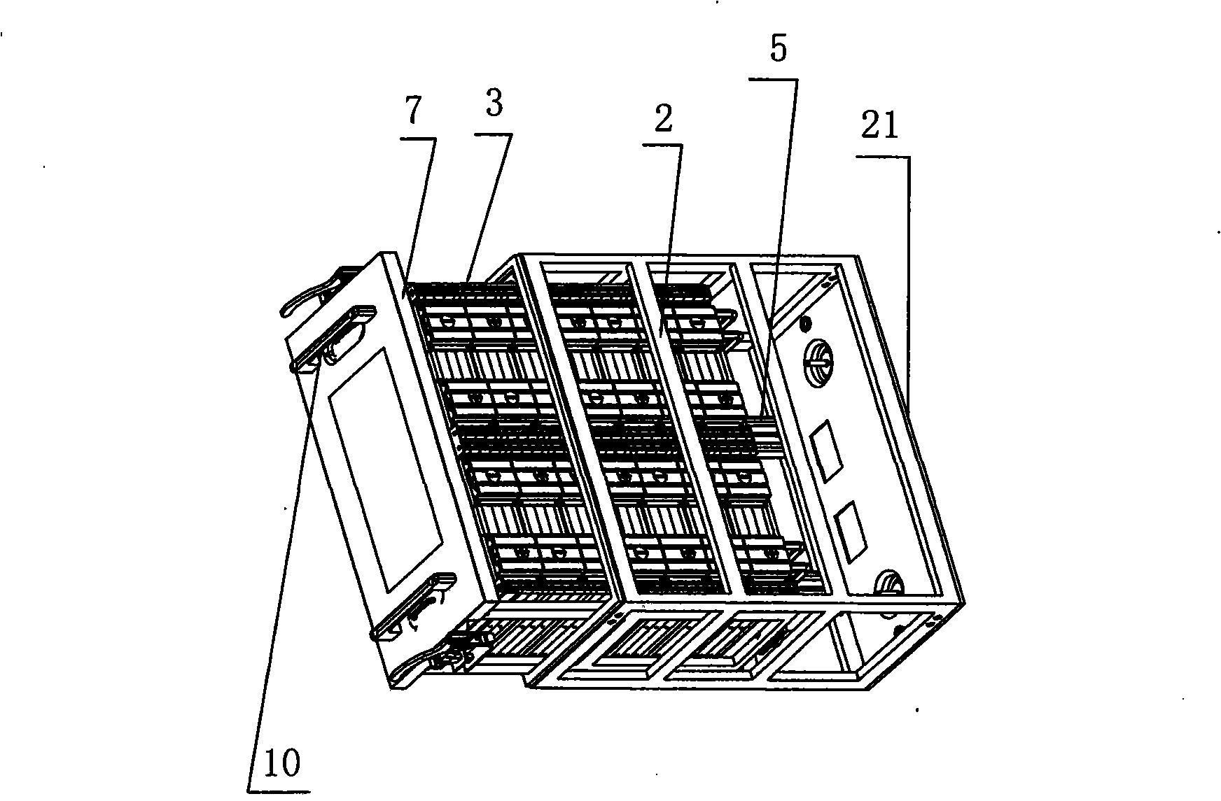 Automatic rapid plug-in cell box of drawer type of electric motor vehicle