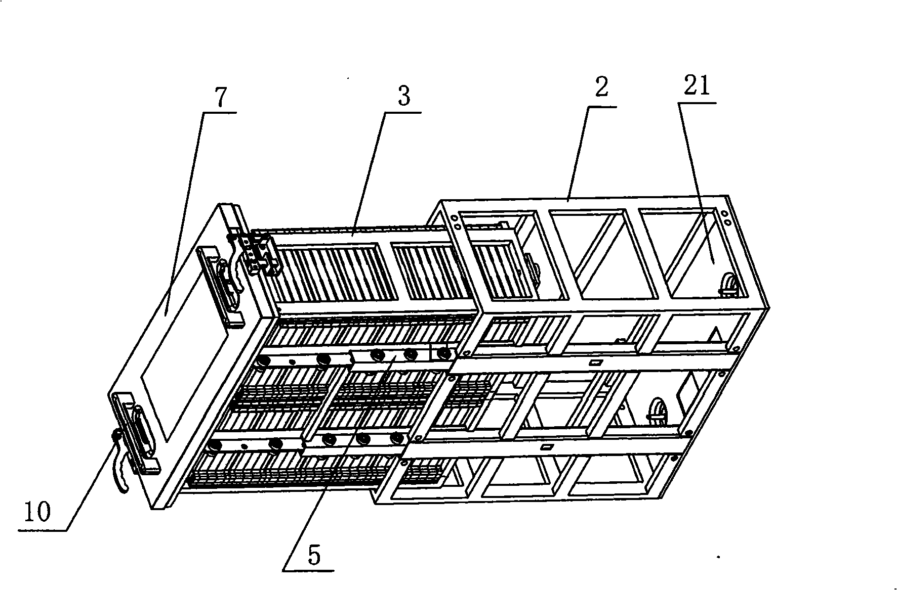 Automatic rapid plug-in cell box of drawer type of electric motor vehicle