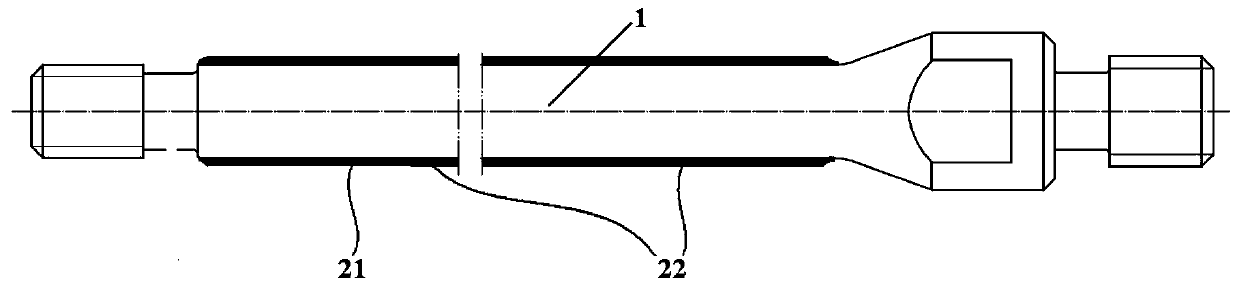 Nickel base alloy coating smooth sucker rod with high-toughness clamping section and machining method thereof