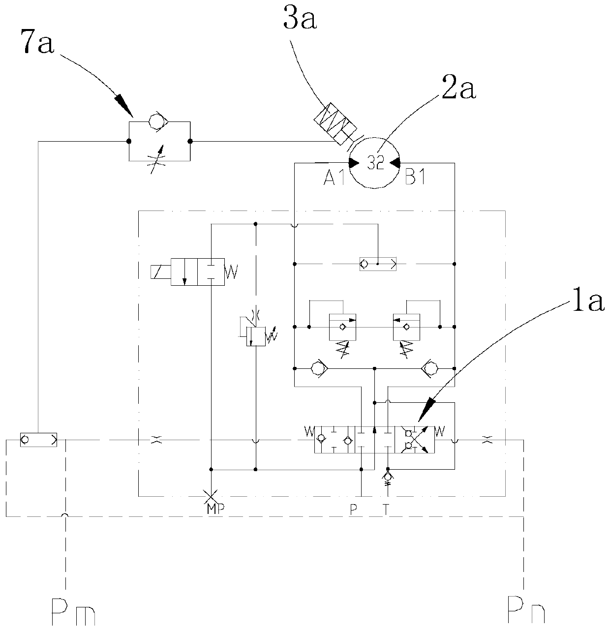 Crane rotation buffer reversing valve and crane open type rotation brake control system