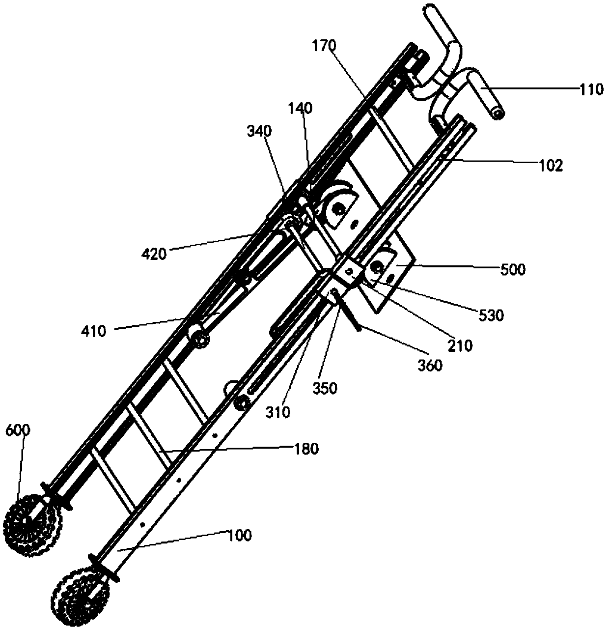 Two-wheeled adjustable cleaning vehicle