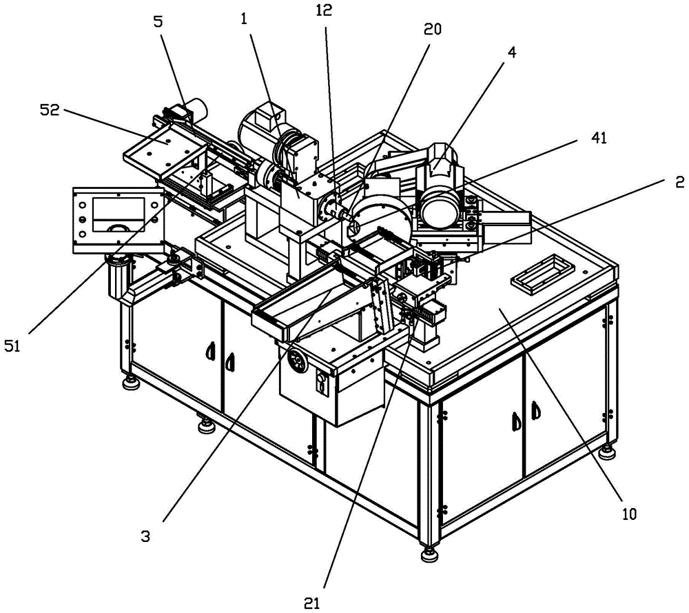 A linear feeding and discharging mechanism of a bar material automatic chamfering machine