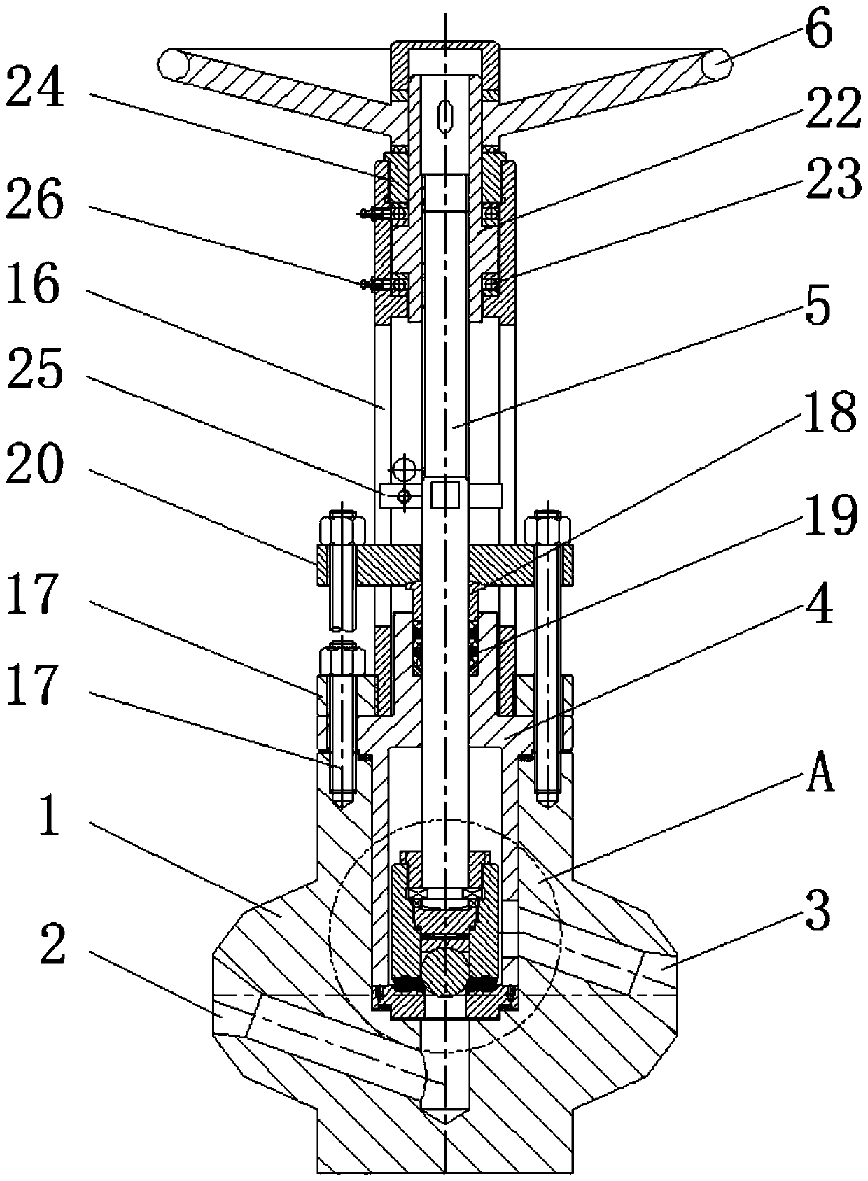 Dual-seal valve for high-pressure high-temperature equal-fluid pipe based on ball column embedding dual-seal