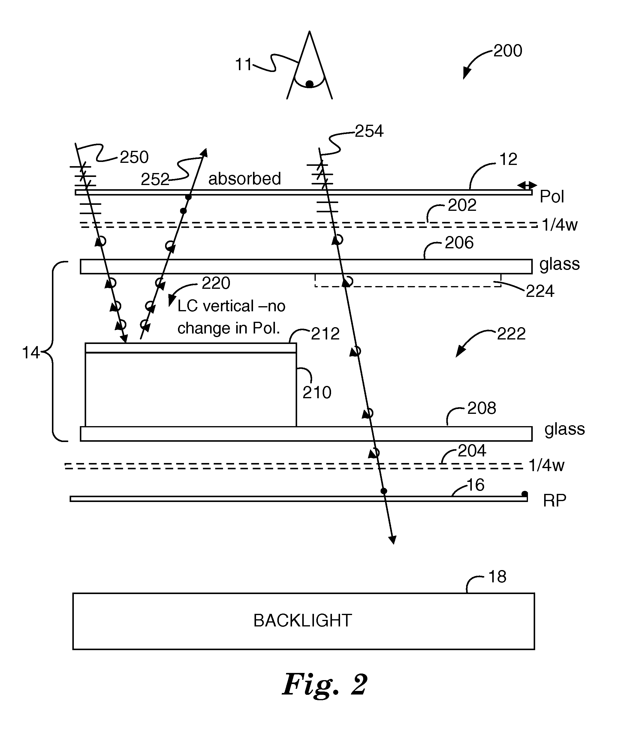 Transflective LC display with internal reflector and reflective polarizer