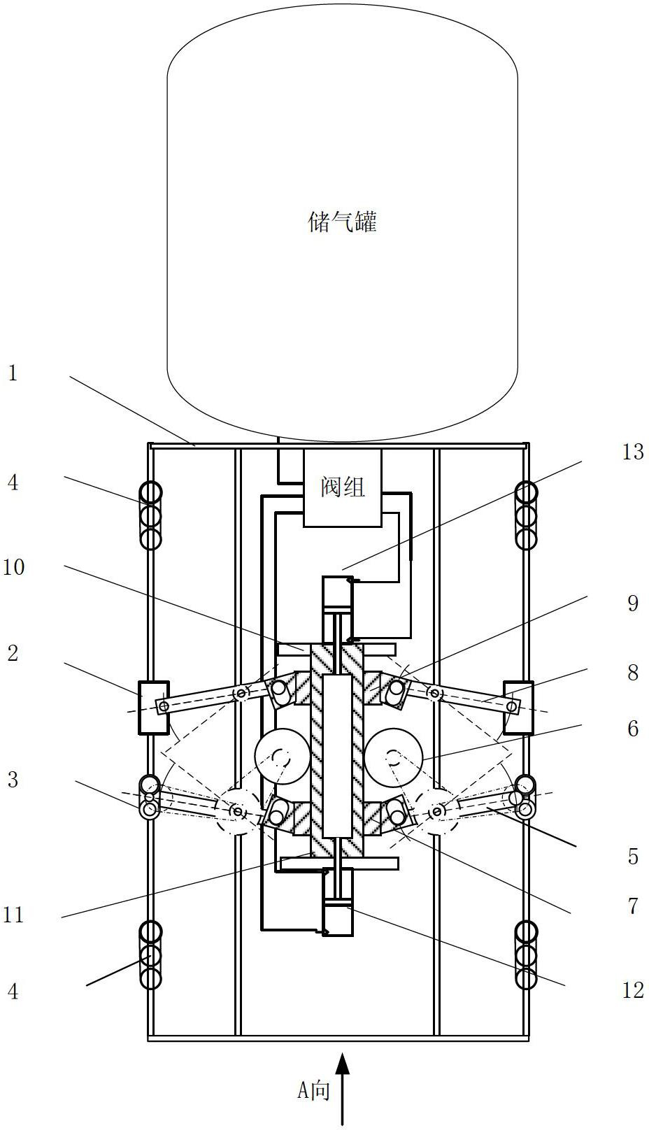 Pneumatic pipeline internal traveling device capable of braking quickly and reliably