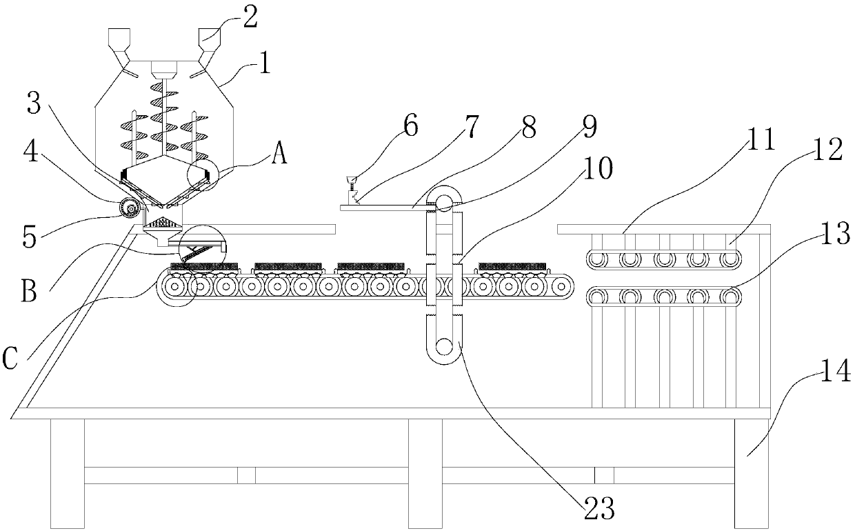 Plywood processing device integrating stirring and gluing