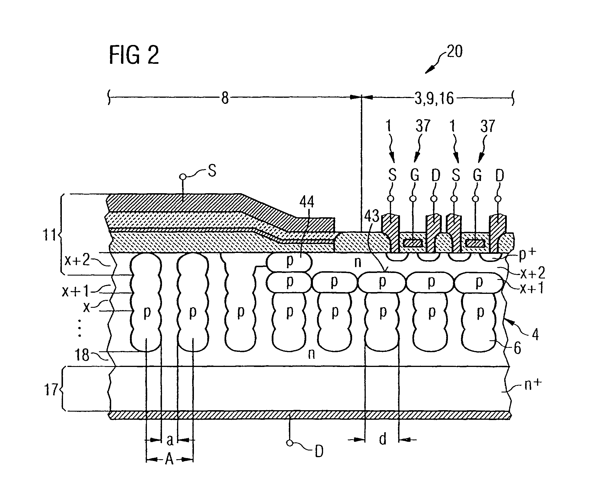 Semiconductor power device with charge compensation structure and monolithic integrated circuit, and method for fabricating it