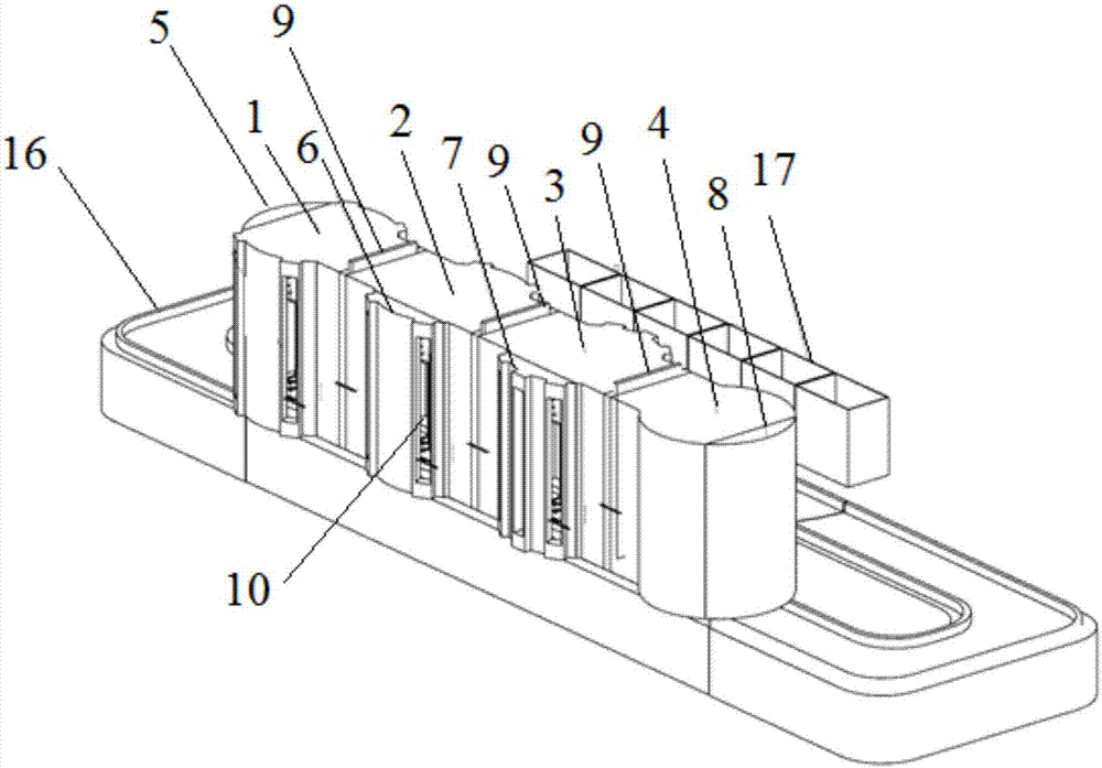 Magnetic control sputtering continuous line for preparing fuel cell metal bipolar plate non-crystalline carbon film