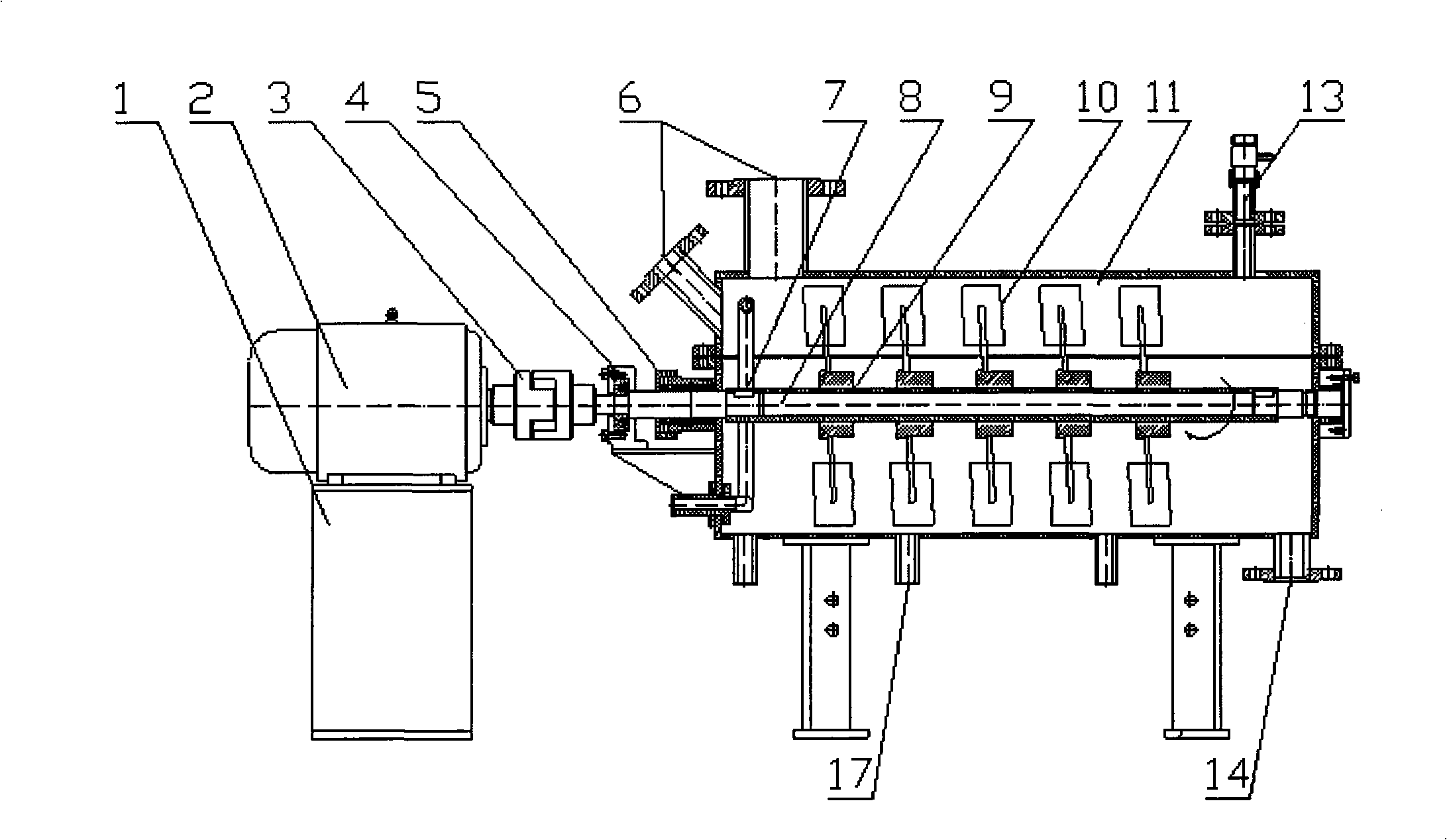 Horizontal helix solid-liquid mixing apparatus