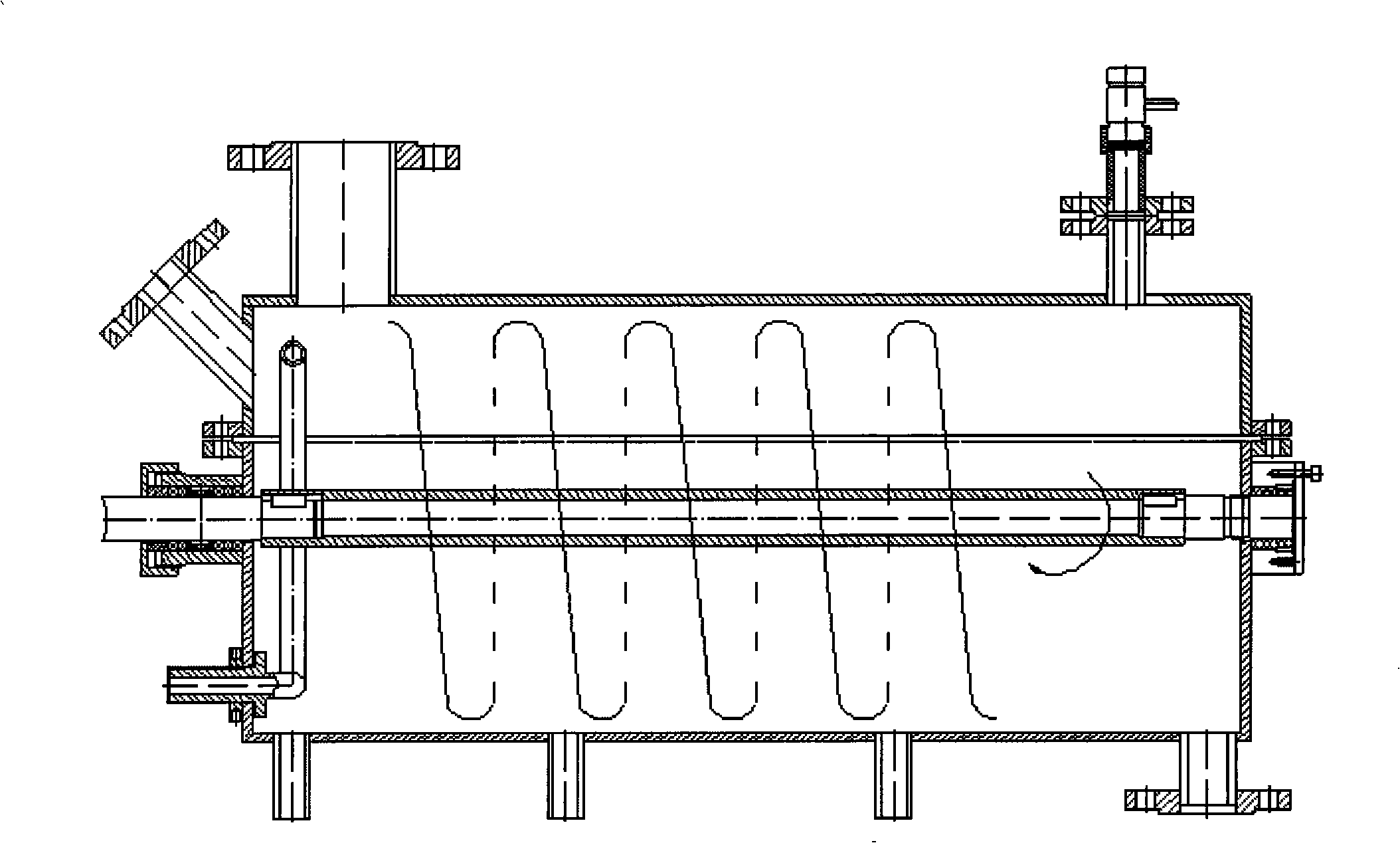 Horizontal helix solid-liquid mixing apparatus