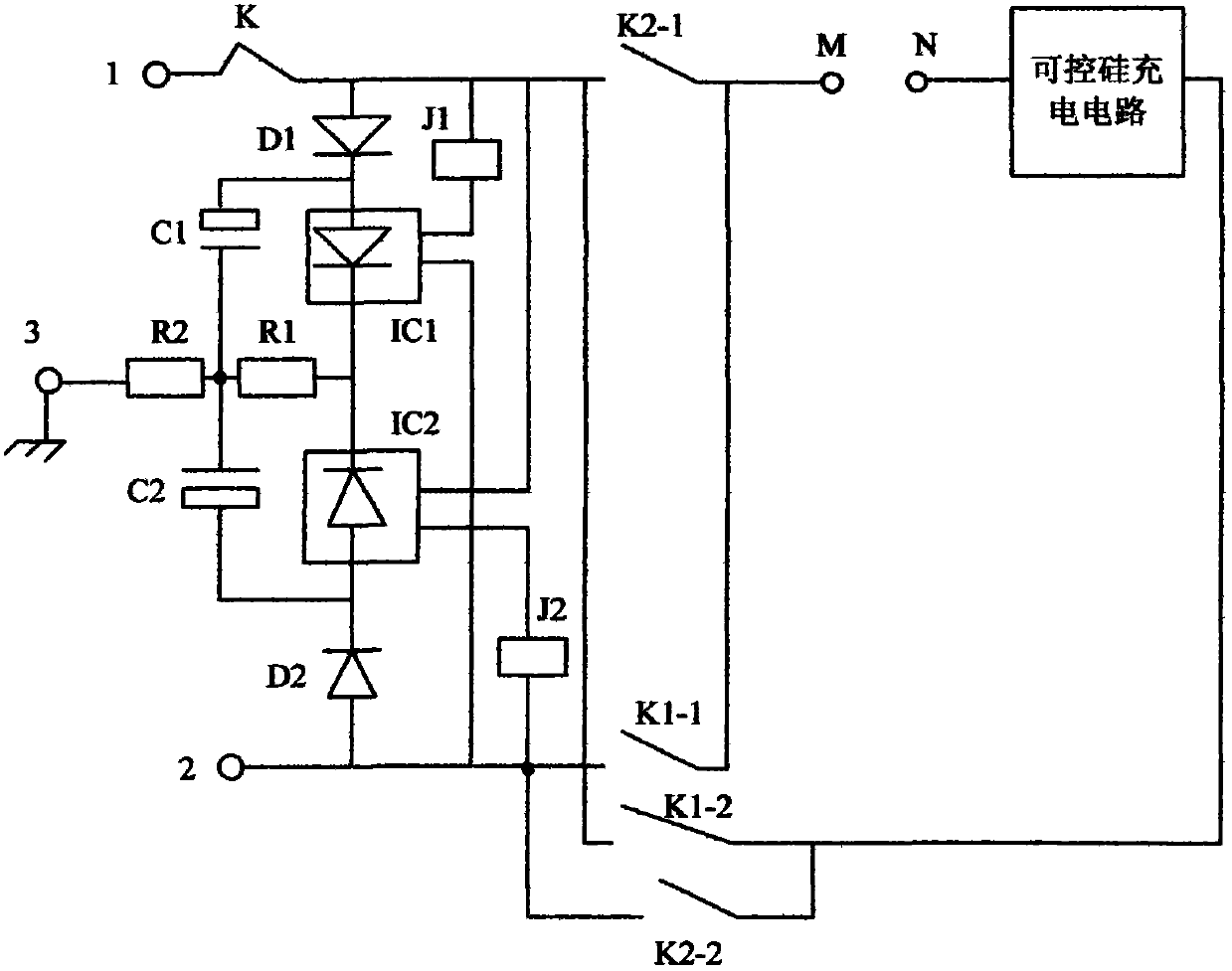 Live line and zero line identifying/converting circuit for charger