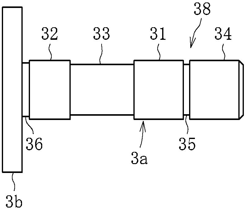 Shaft member for fluid bearing device, manufacturing method therefor, and fluid bearing device