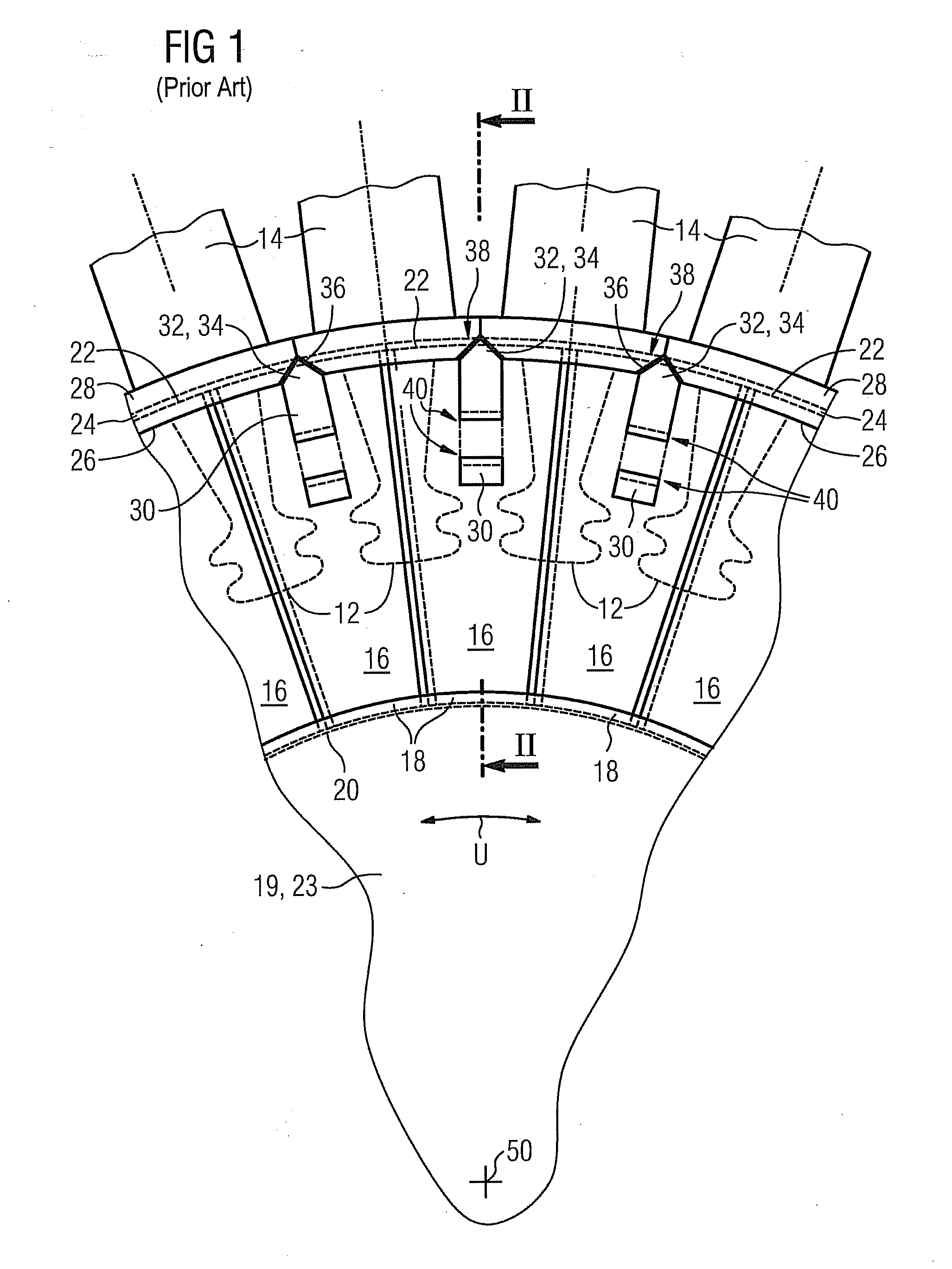 Arrangement for axially securing rotating blades in arotor, and gas turbine having such an arrangement