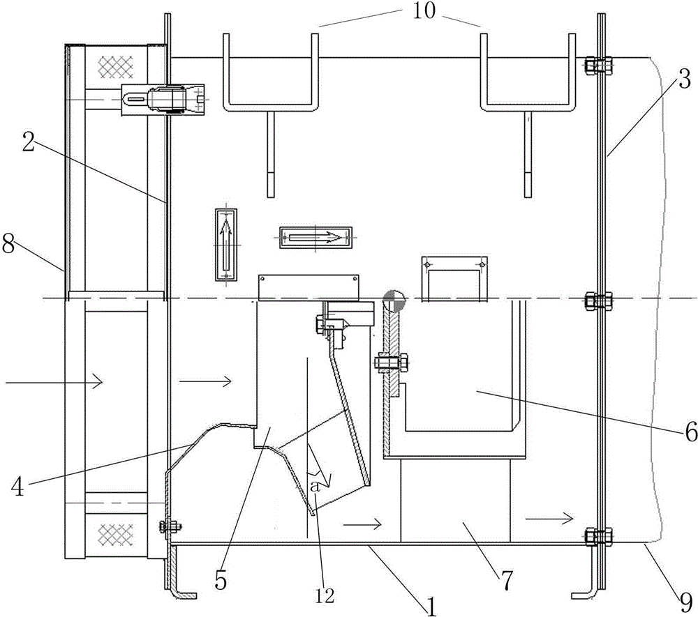 Inclined flow ventilator for subway locomotive filter reactor