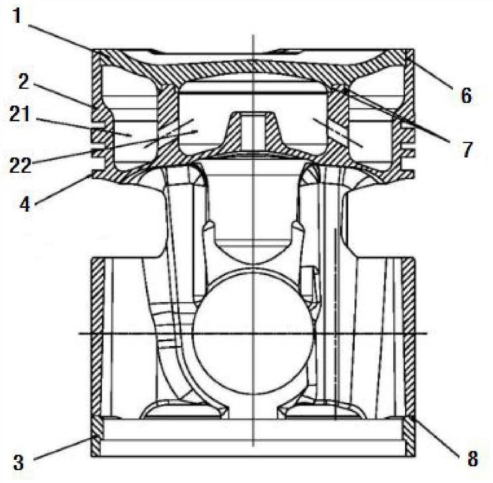 Large-cylinder-diameter integrally-forged steel piston