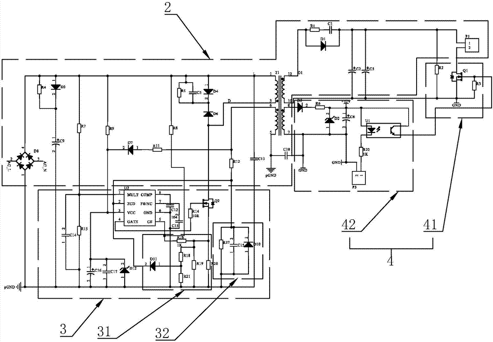 A LED driver with strobe, constant power mode