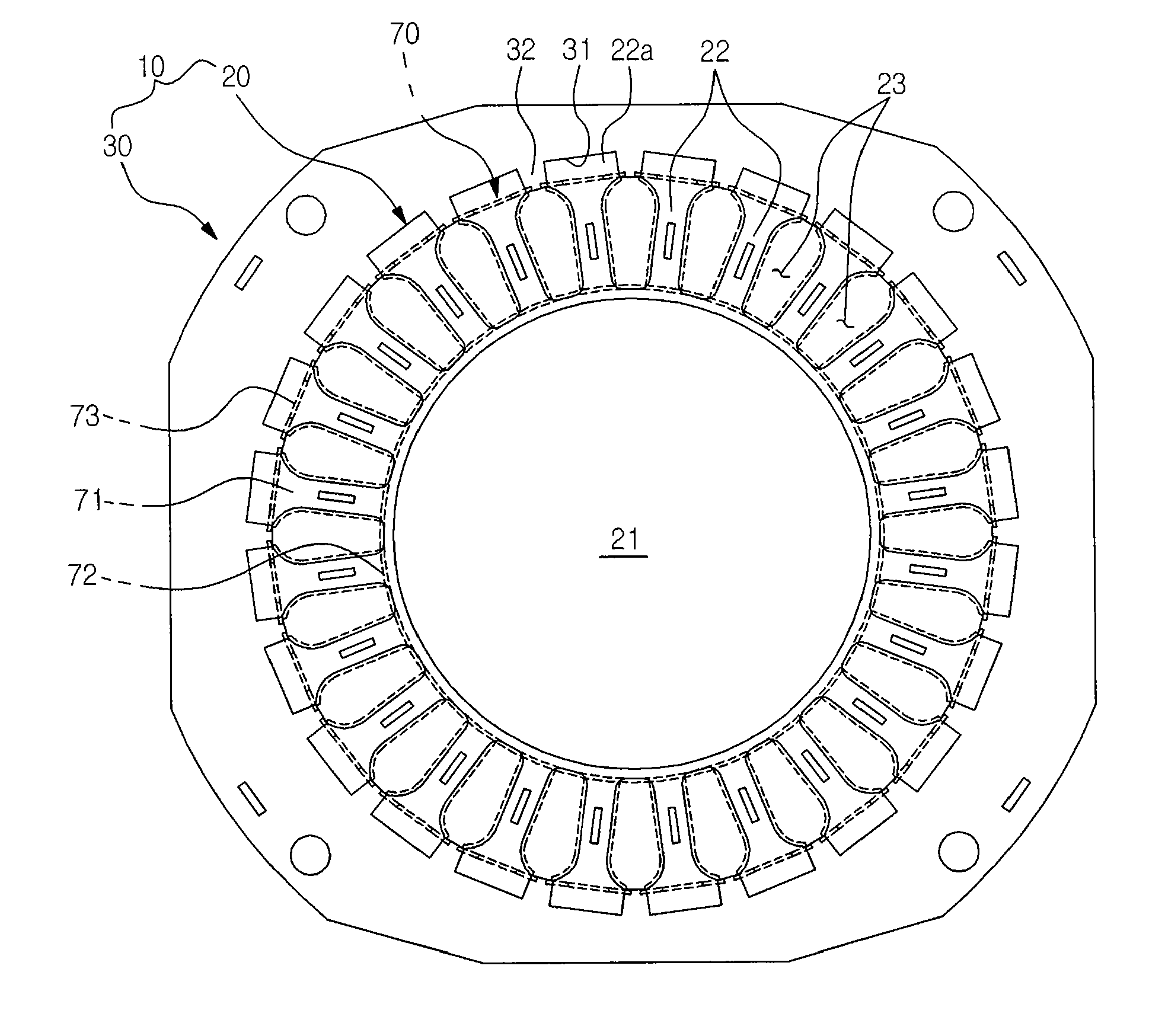 Stator for ac motor