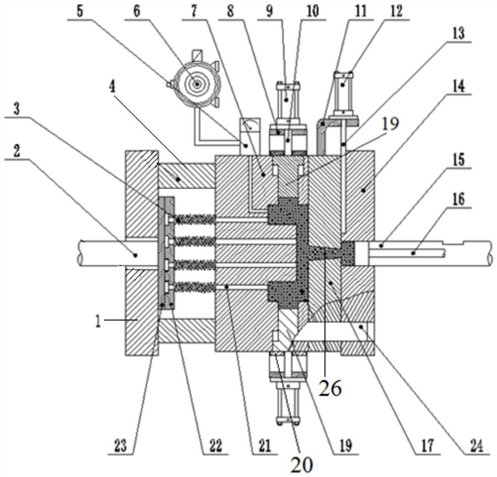 Light alloy vacuum high-pressure casting flexible loading casting-forging composite forming device and application method thereof