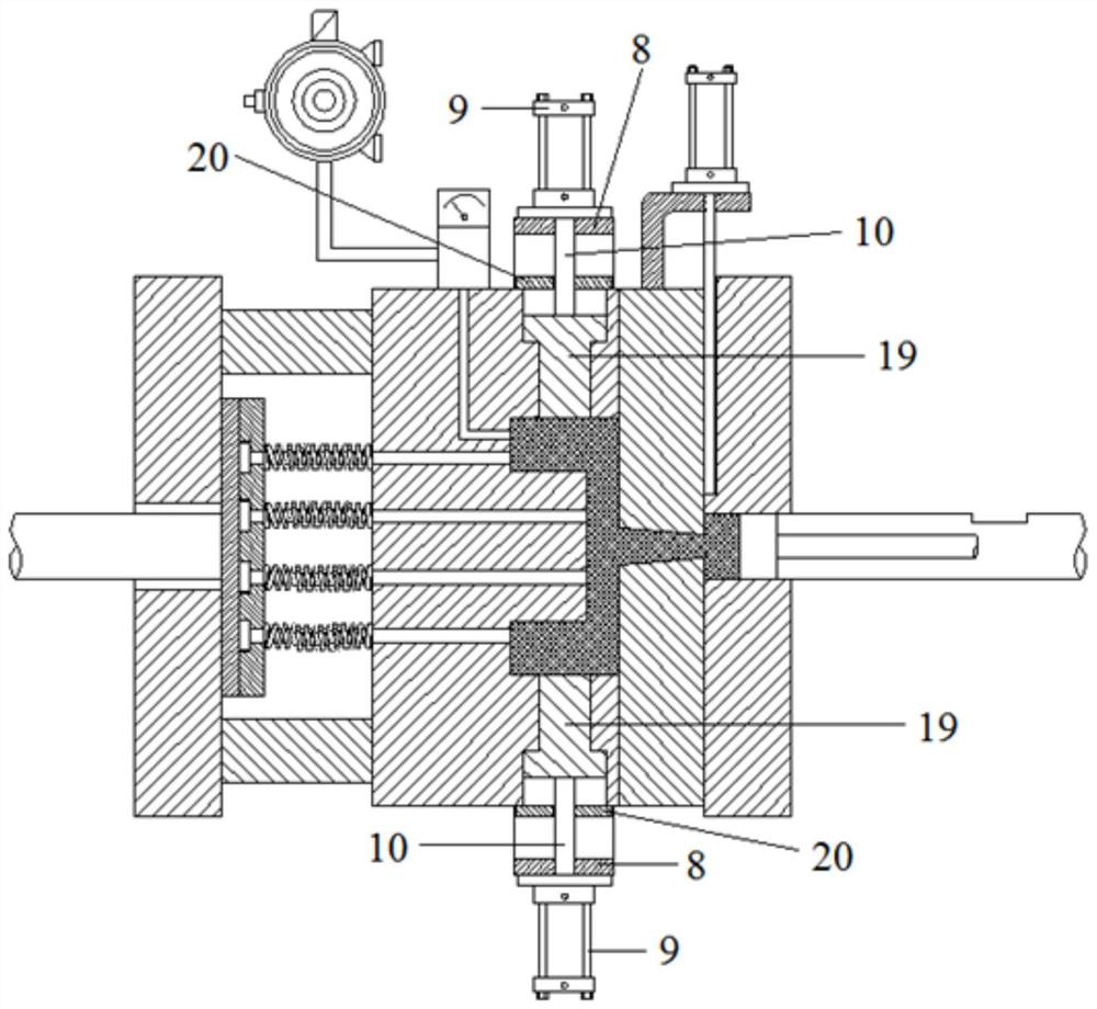 Light alloy vacuum high-pressure casting flexible loading casting-forging composite forming device and application method thereof