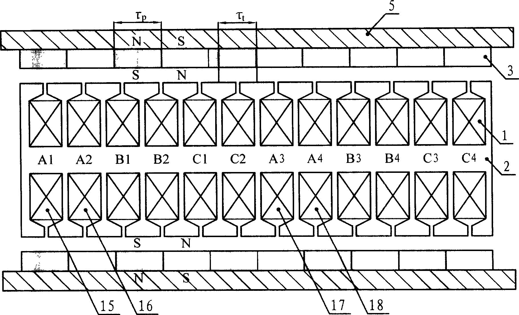 A dual-edge plane three-phase linear permanent magnetic synchronization motor