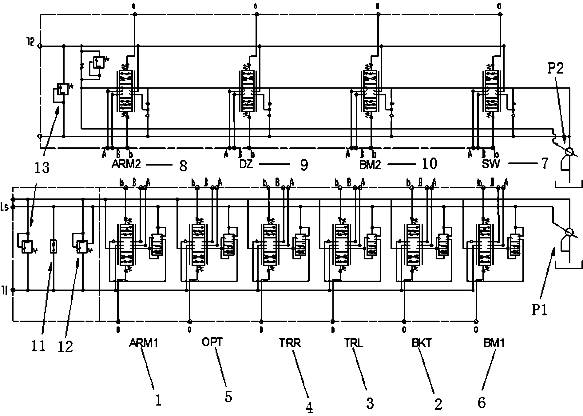 Novel 1.5 pump hydraulic system for excavator