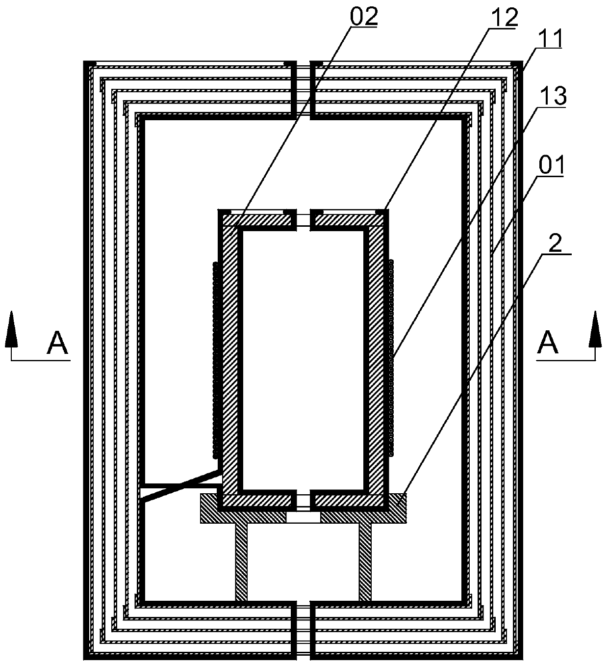 A degaussing coil device for ferrite-permalloy composite magnetic shielding barrel