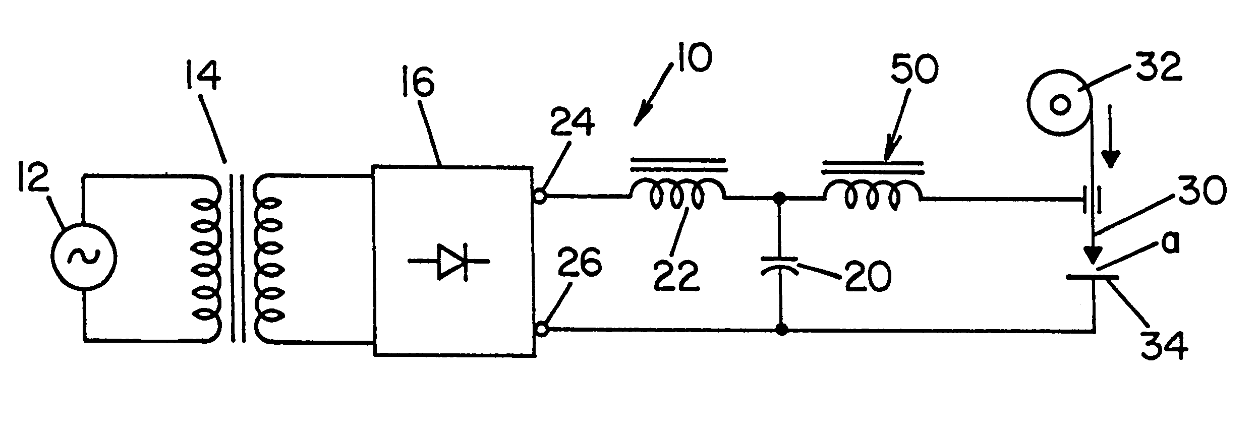 Output choke for D.C. welder and method of using same