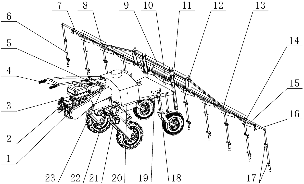 Small self-propelled high-clearance spraying machine