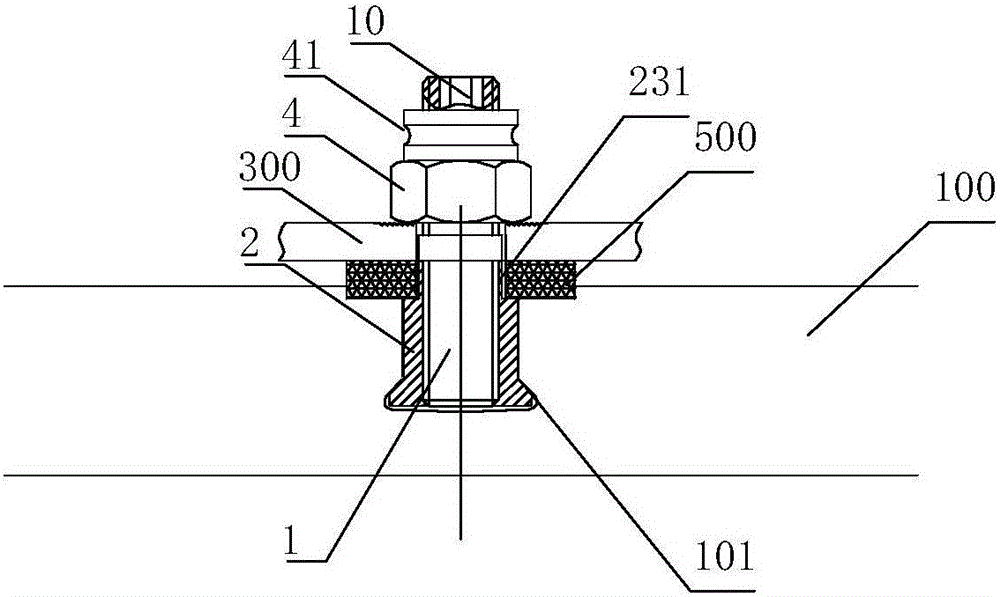 Improved screw-in type back bolt and connection structure