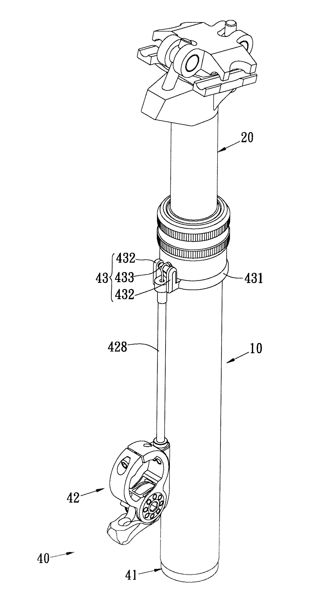 Control device for adjustable bicycle seat