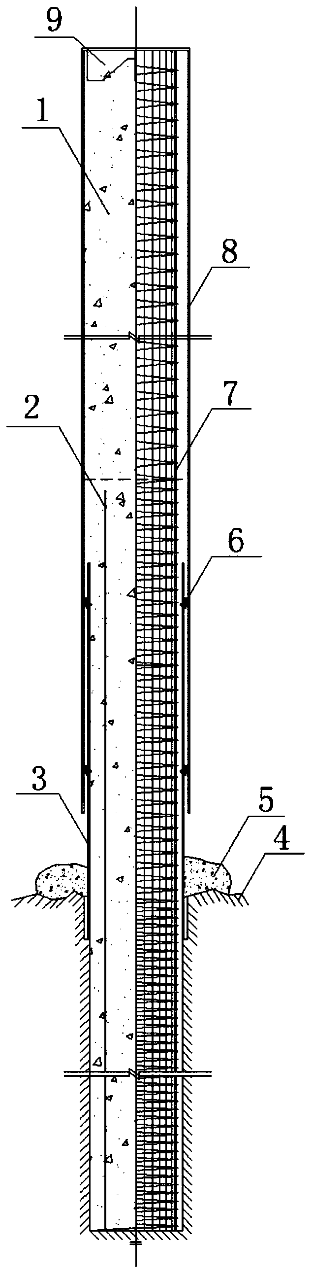 A tidal current power generation cast-in-place pile with a pile core steel pipe and its construction method