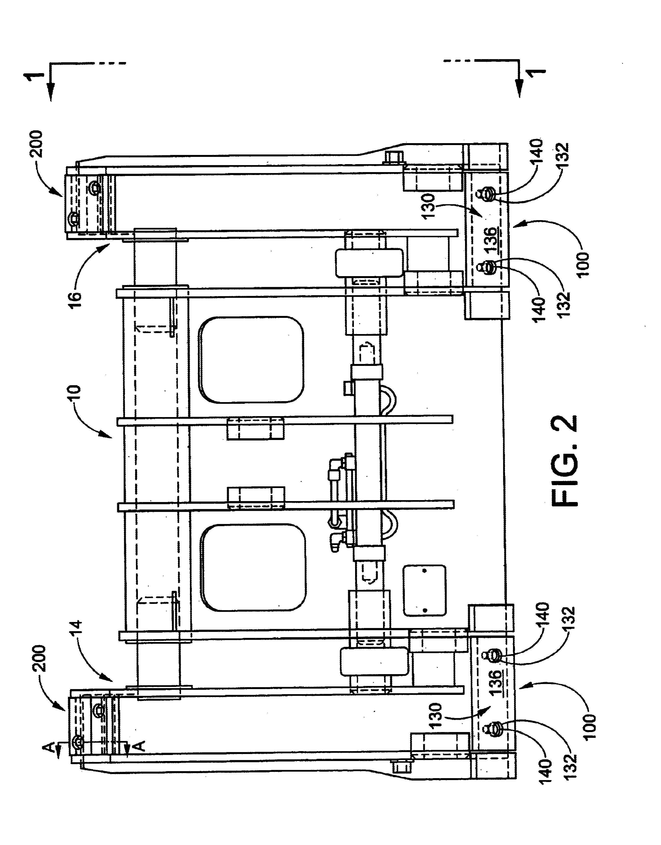 Loader coupler with adjustable dump and roll-back stops