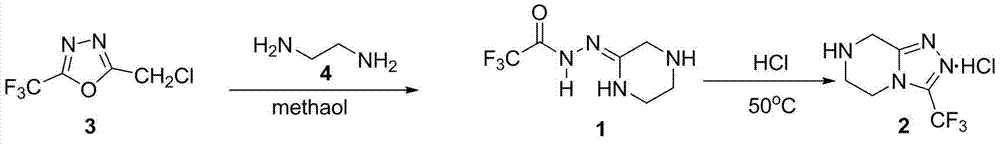 Channelized method for continuously producing N-[(2Z)-piperazine-2-subunit]-2, 2, 2-trifluoroacetyl hydrazine