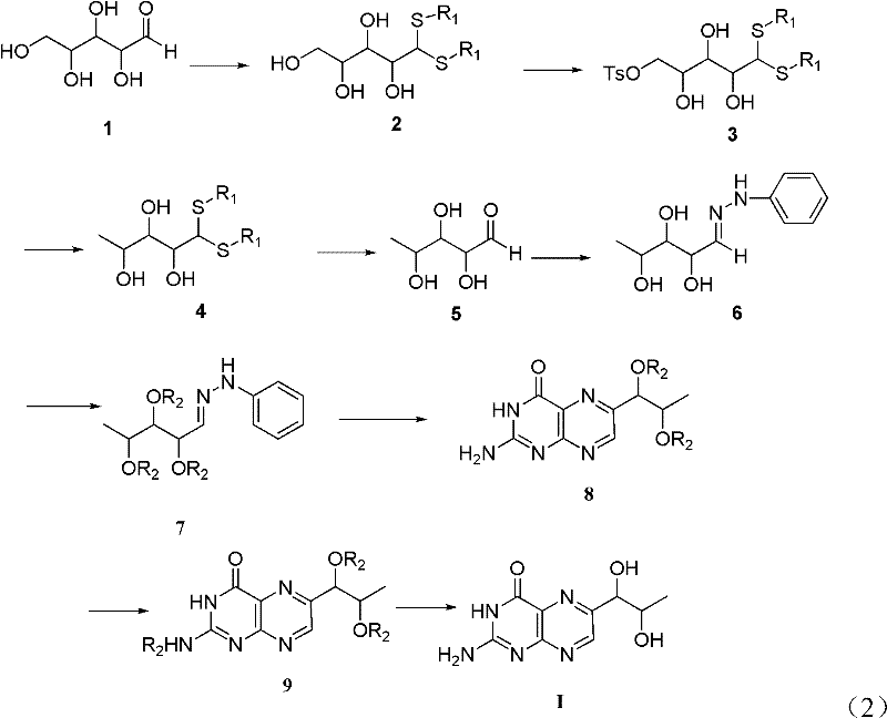 Preparation method of L-erythro biopterin