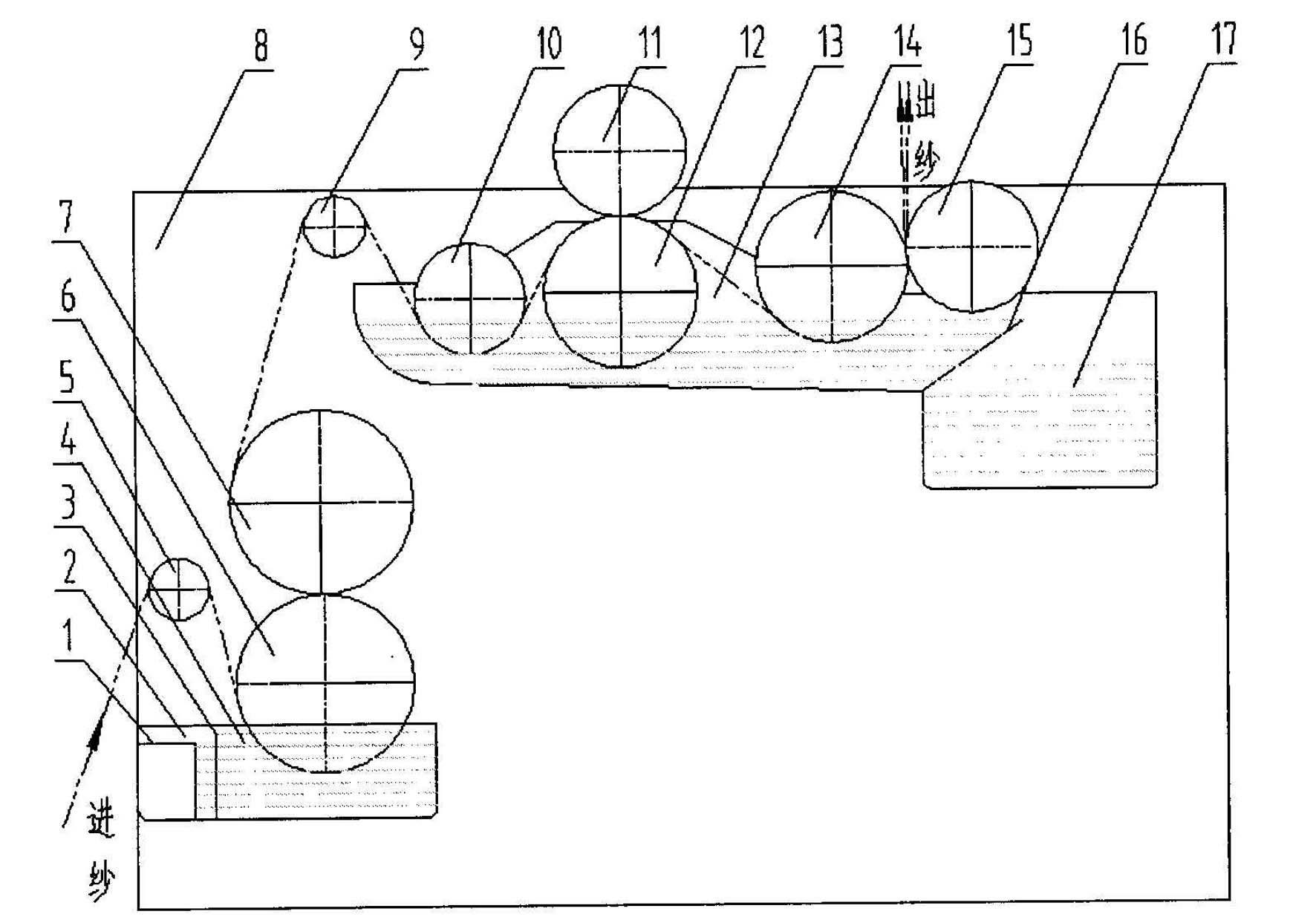 Pre-wetting size vat device of pre-wetting sizing machine