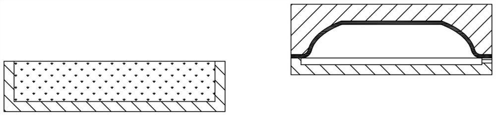 Air expansion and air quenching forming die for strengthened aluminum alloy nearly-conical thin-walled piece and method