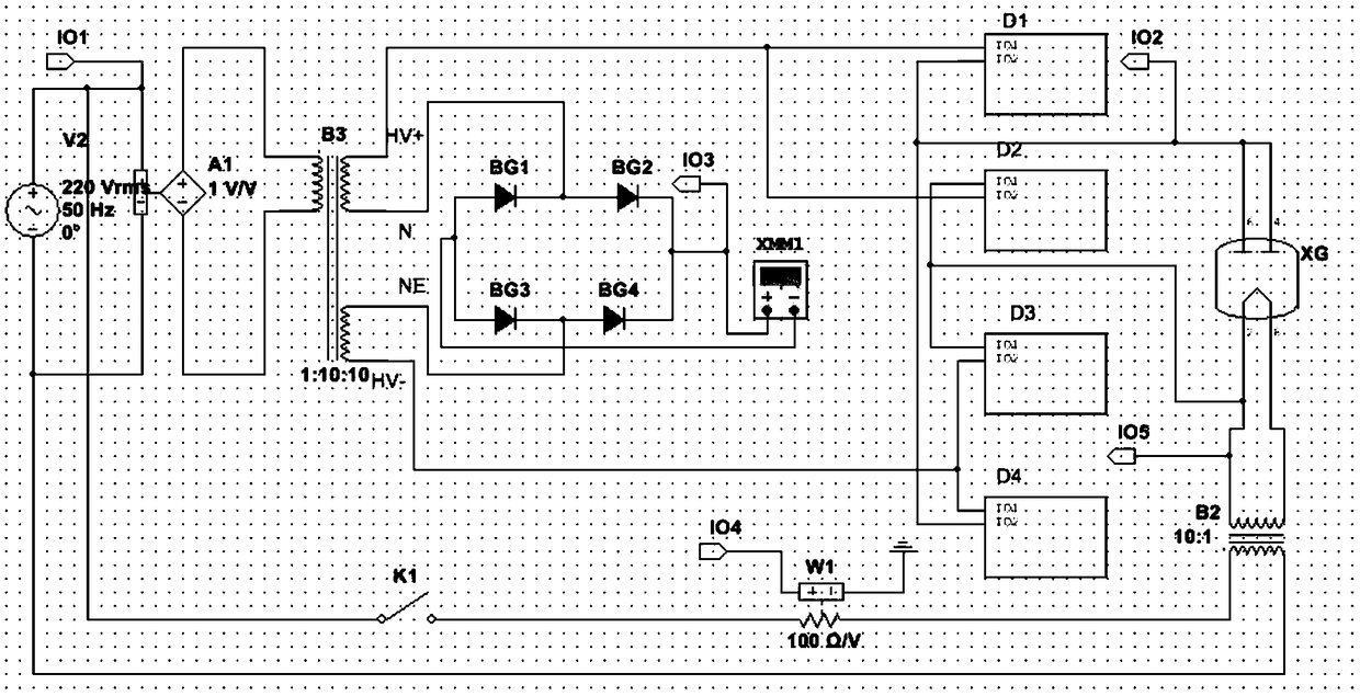 X-ray machine circuit experiment simulation system based on virtual instrument technology