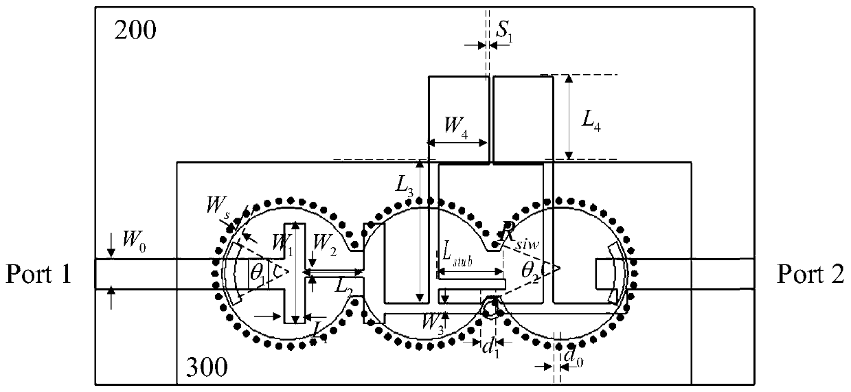 Dual-band bandpass filter based on microstrip and substrate integrated waveguide and its design method