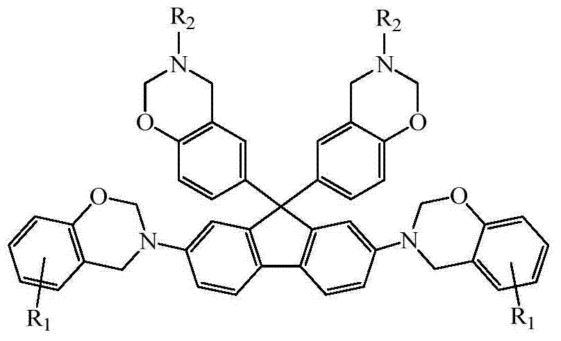 N-semi aromatic hydrocarbyl diamine-bisphenol tetrafunctional fluorene-based benzoxazine and preparation method thereof