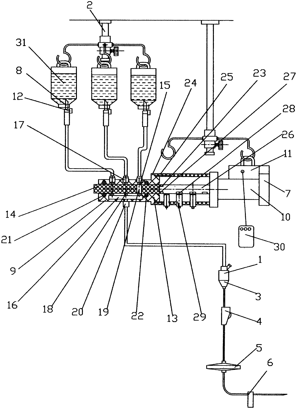 Electric multi-bottle transfusing apparatus