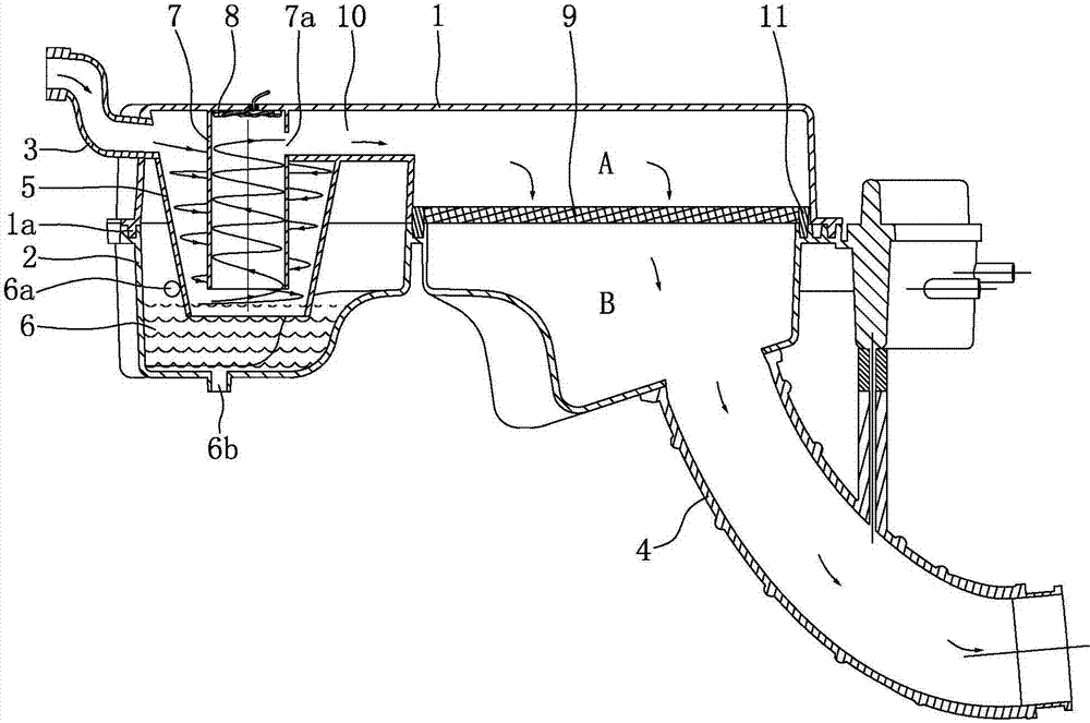 Oil-bath type dust removal structure of motorcycle air cleaner