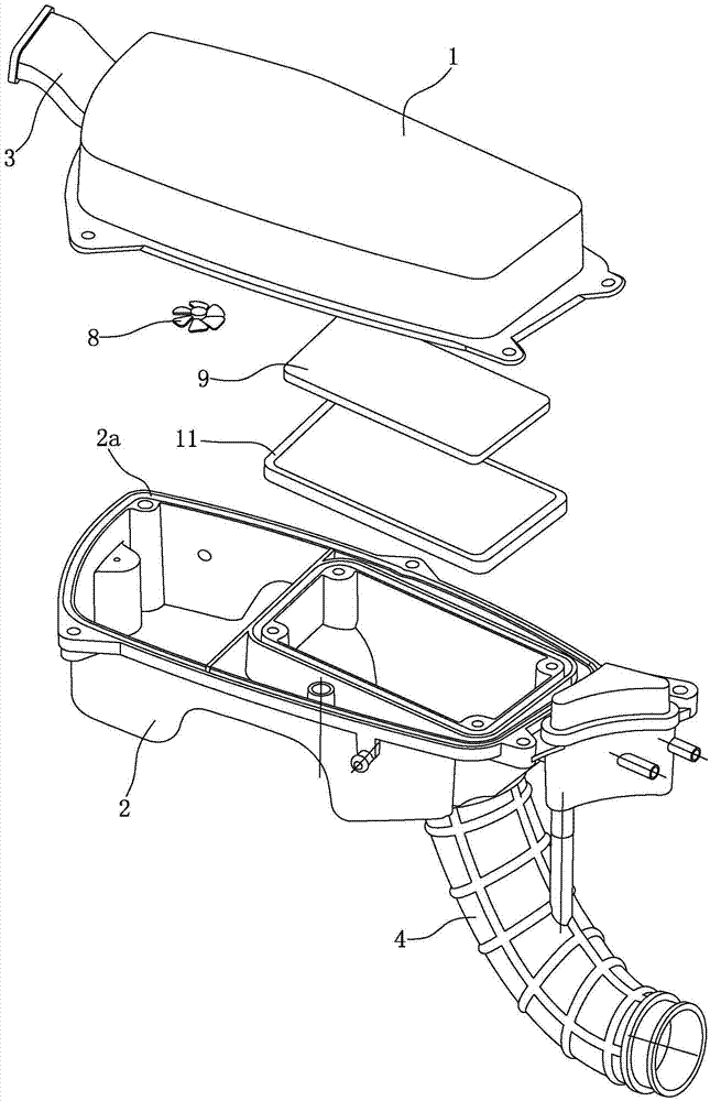 Oil-bath type dust removal structure of motorcycle air cleaner