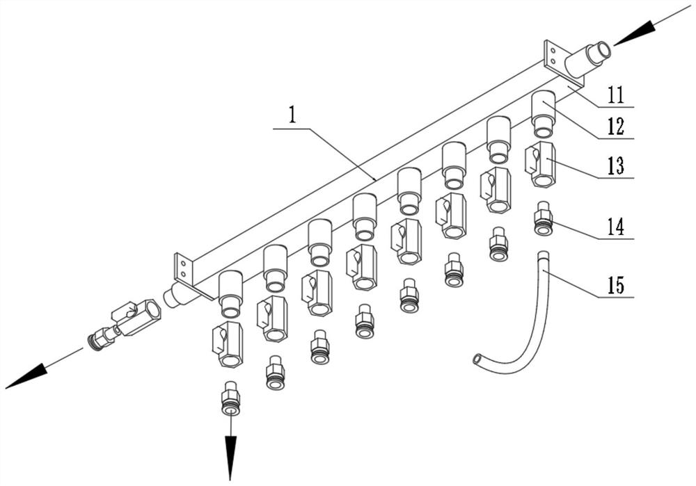 Electromagnetic valve and one-to-eight integrated electromagnetic valve device